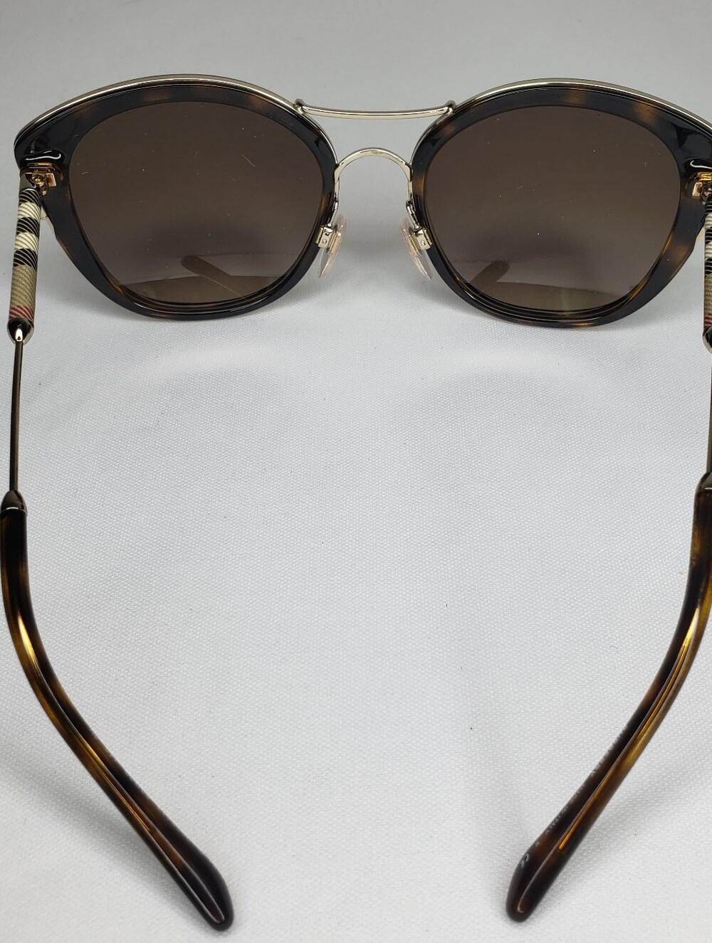 Burberry Brown Tortoiseshell Round Sunglasses with Gold Accents - Picture 3 of 8